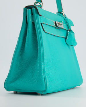 Hermès Kelly 28cm Retourne in Blue Lagoon Togo Leather with Palladium Hardware