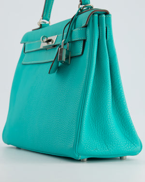 Hermès Kelly 28cm Retourne in Blue Lagoon Togo Leather with Palladium Hardware