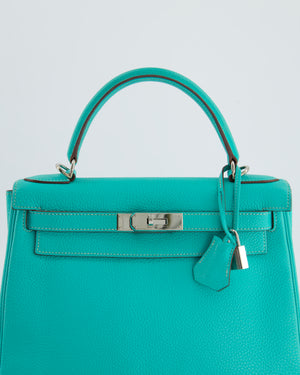 Hermès Kelly 28cm Retourne in Blue Lagoon Togo Leather with Palladium Hardware