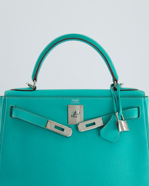 Hermès Kelly 28cm Retourne in Blue Lagoon Togo Leather with Palladium Hardware