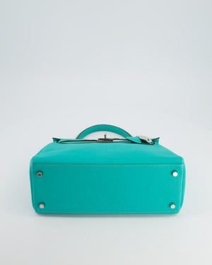 Hermès Kelly 28cm Retourne in Blue Lagoon Togo Leather with Palladium Hardware