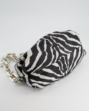 *FIRE PRICE* Bottega Veneta Zebra Print Nappa Leather Chain Pouch Bag with Silver Hardware