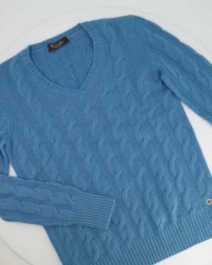 Loro Piana Blue Baby Cashmere Long Sleeve Cable-Knit Jumper Size IT 44 (UK 12)