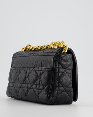 Christian Dior Black Caro Flap Bag In Supple Cannage Calfskin and Gold Hardware