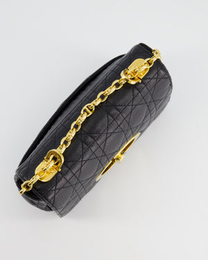 Christian Dior Black Caro Flap Bag In Supple Cannage Calfskin and Gold Hardware