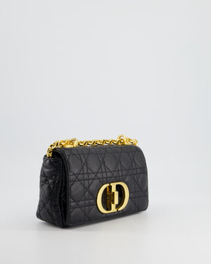 Christian Dior Black Caro Flap Bag In Supple Cannage Calfskin and Gold Hardware