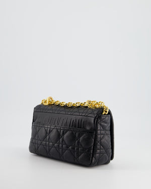 Christian Dior Black Caro Flap Bag In Supple Cannage Calfskin and Gold Hardware