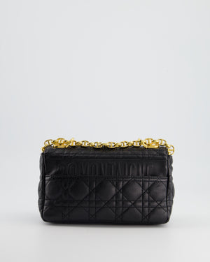 Christian Dior Black Caro Flap Bag In Supple Cannage Calfskin and Gold Hardware