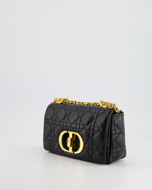 Christian Dior Black Caro Flap Bag In Supple Cannage Calfskin and Gold Hardware