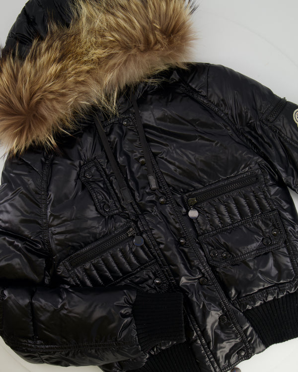 *FIRE PRICE* Moncler Black Puffer Jacket with Fur Collar Size FR 36 (UK 8) RRP £1,500