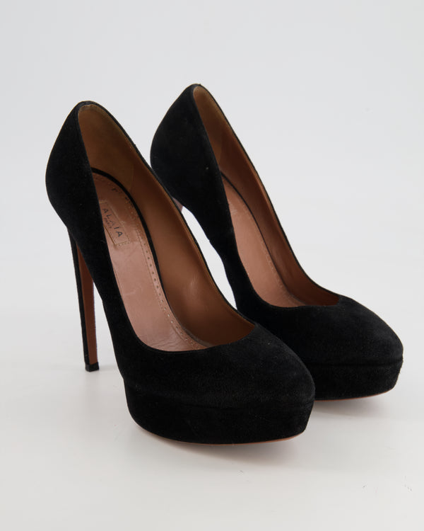 Alaïa Black Suede Platform Heels Size EU 39