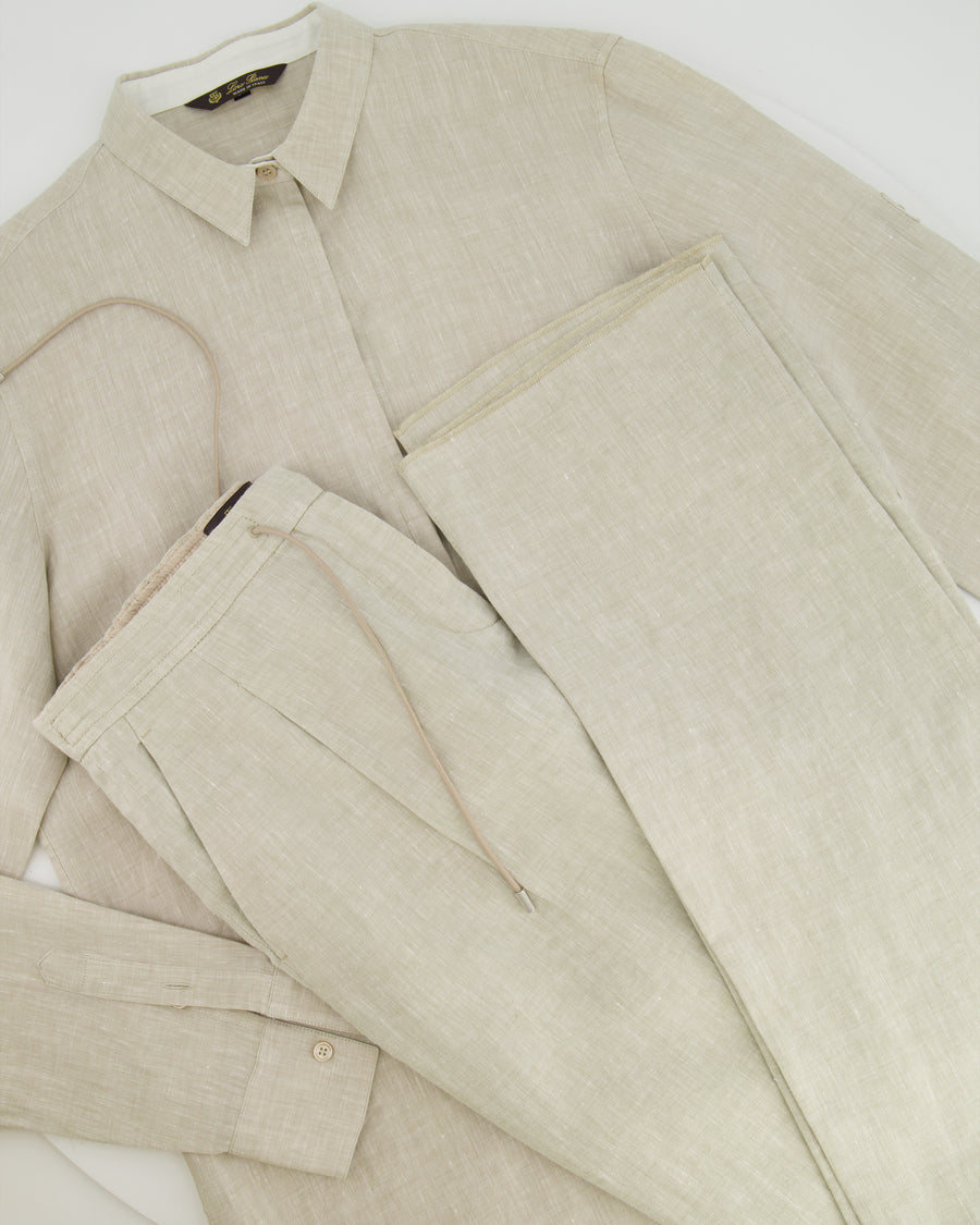 Loro Piana Beige Linen Shirt and Trouser Set Size IT 40 (UK 8)