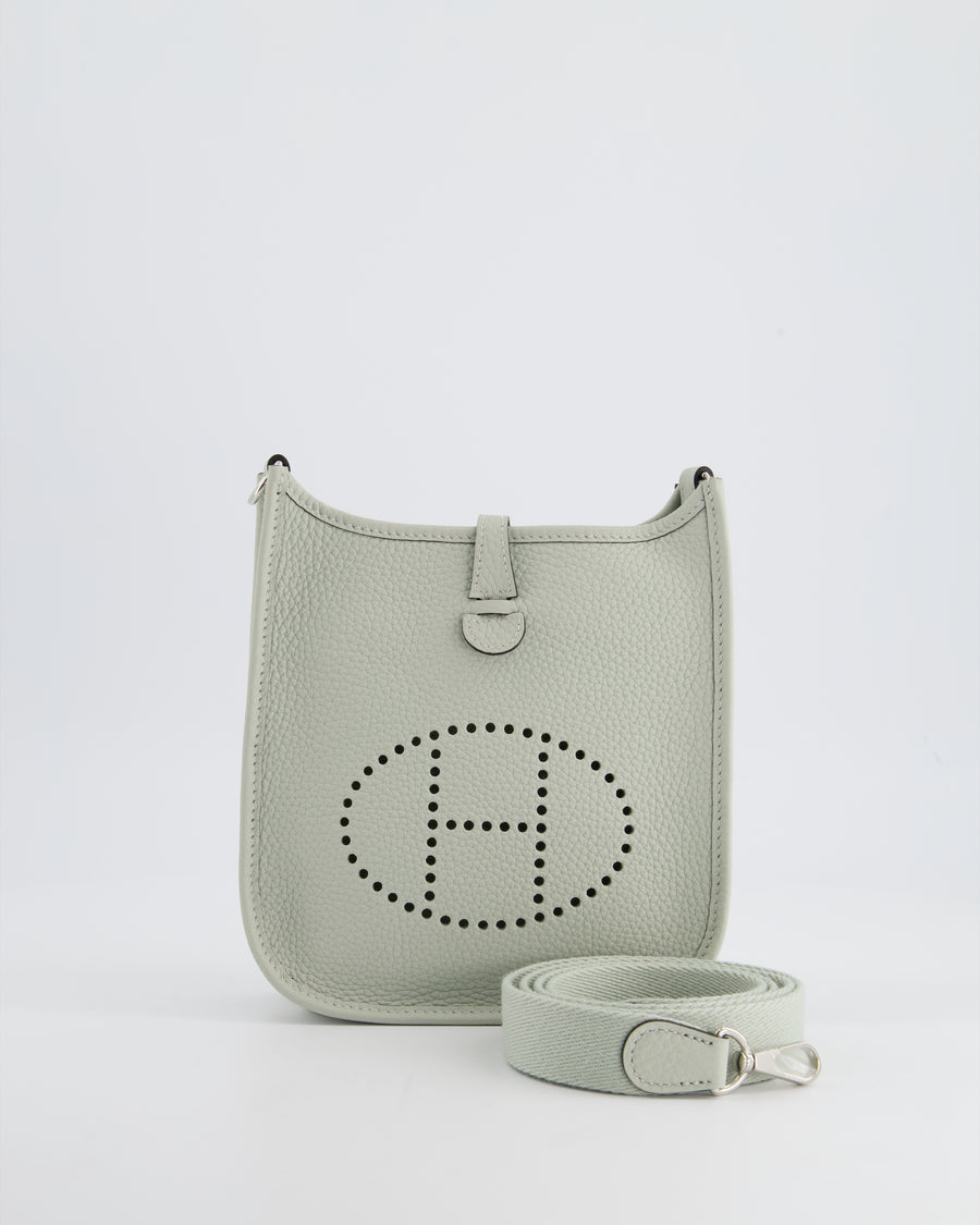 Hermès Mini Evelyne Bag in Gris Neve Clemence Leather with Palladium Hardware