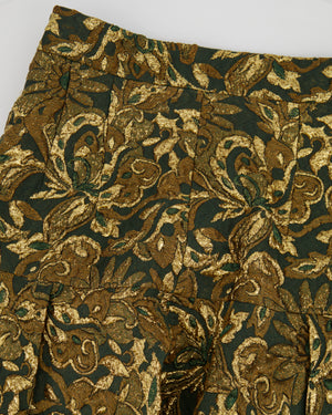 Dolce & Gabbana Green and Gold Embellished Mini Skirt Size IT 42 (UK 10)