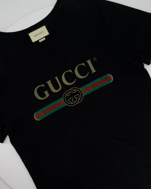 Gucci Black, Red and Green Logo Printed T-Shirt UK 10-12