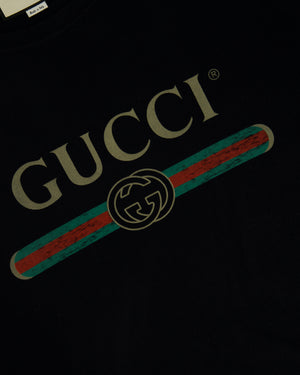 Gucci Black, Red and Green Logo Printed T-Shirt UK 10-12