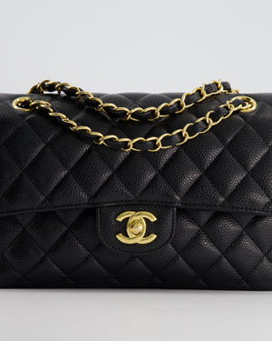 *HOT* Chanel Small Black Classic Double Flap in Caviar Leather with Gold Hardware