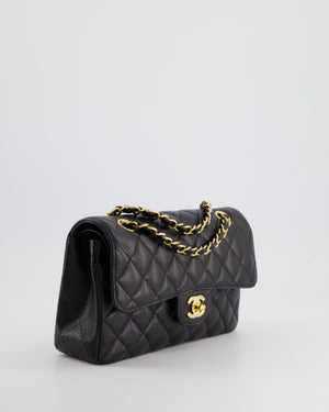 *HOT* Chanel Small Black Classic Double Flap in Caviar Leather with Gold Hardware