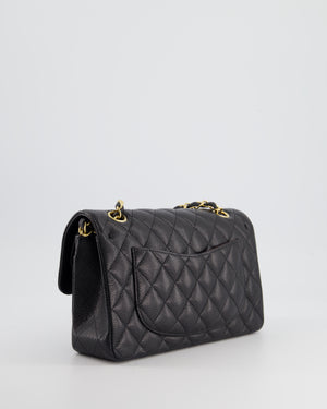 *HOT* Chanel Small Black Classic Double Flap in Caviar Leather with Gold Hardware