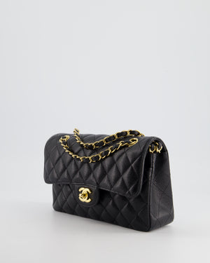 *HOT* Chanel Small Black Classic Double Flap in Caviar Leather with Gold Hardware