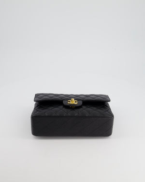 *HOT* Chanel Small Black Classic Double Flap in Caviar Leather with Gold Hardware