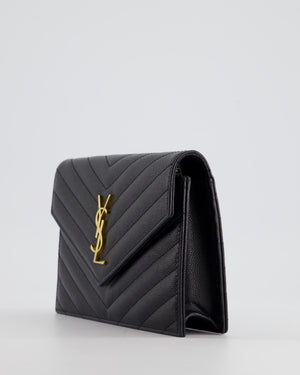 Saint Laurent Black Wallet On Chain Bag With Gold Hardware