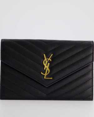 Saint Laurent Black Wallet On Chain Bag With Gold Hardware