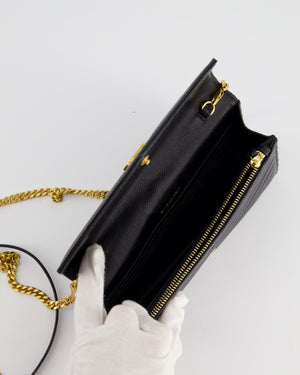 Saint Laurent Black Wallet On Chain Bag With Gold Hardware