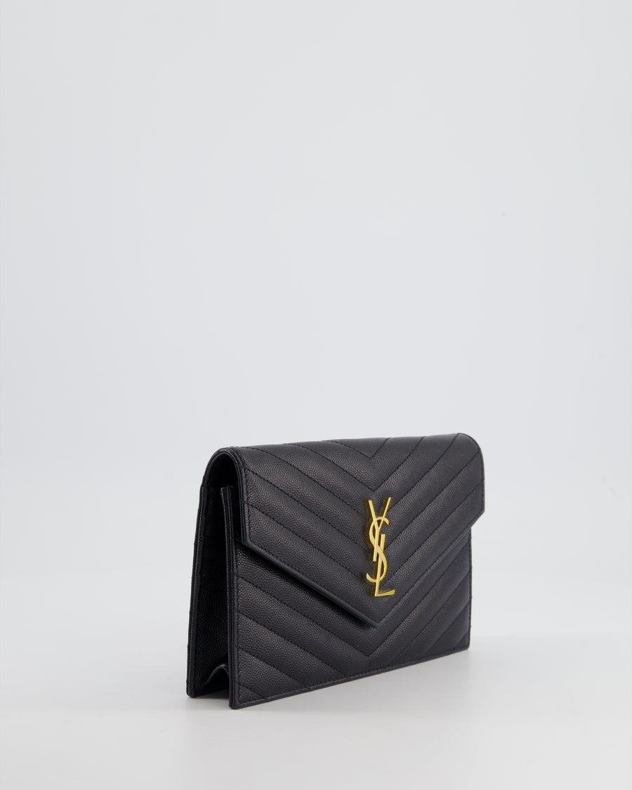 Saint Laurent Black Wallet On Chain Bag With Gold Hardware