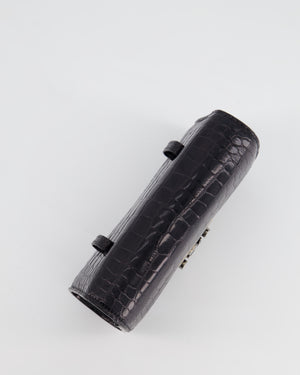 Ralph & Russo Black Croc Belt Bag with Gunmetal Hardware