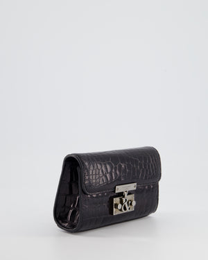 Ralph & Russo Black Croc Belt Bag with Gunmetal Hardware