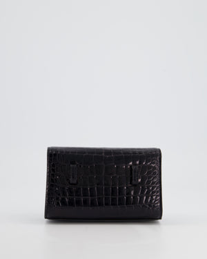 Ralph & Russo Black Croc Belt Bag with Gunmetal Hardware