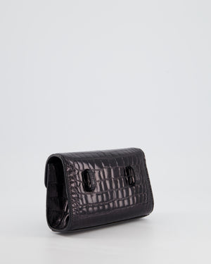 Ralph & Russo Black Croc Belt Bag with Gunmetal Hardware