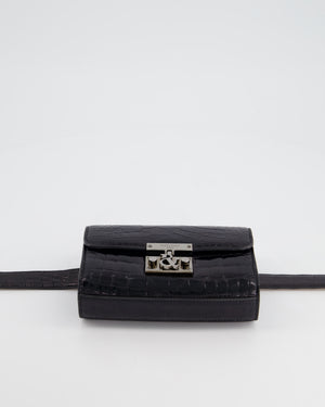 Ralph & Russo Black Croc Belt Bag with Gunmetal Hardware