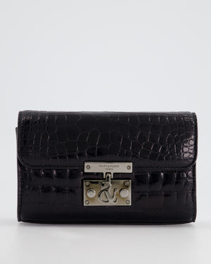 Ralph & Russo Black Croc Belt Bag with Gunmetal Hardware