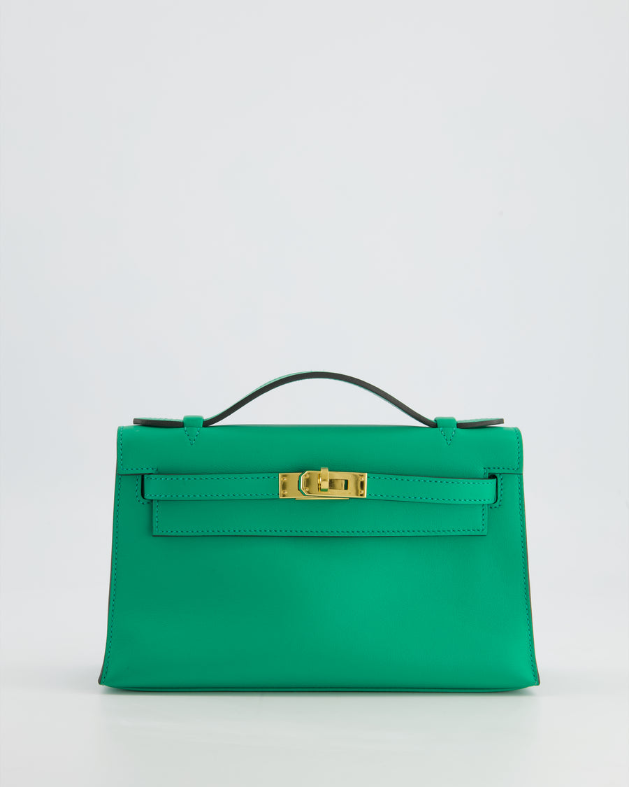 *SUPER RARE* Hermès Kelly Pochette in Menthe Swift Leather with Gold Hardware