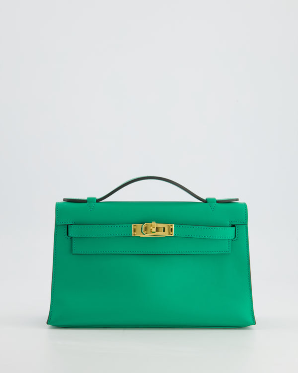 *SUPER RARE* Hermès Kelly Pochette in Menthe Swift Leather with Gold Hardware