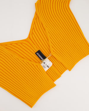 Jacquemus Orange La Maille Pralù Cropped Gold Logo Cardigan FR 34 (UK 6)