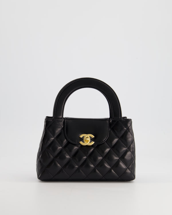 *HOT* Chanel Black Small Mini Kelly Shopping Bag in Aged Calfskin Leather with Brushed Antique Gold Hardware