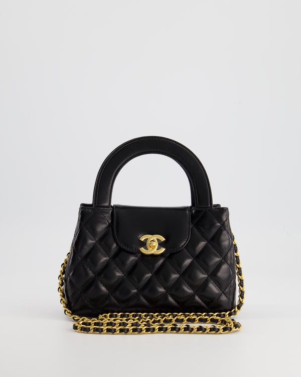 *HOT* Chanel Black Small Mini Kelly Shopping Bag in Aged Calfskin Leather with Brushed Antique Gold Hardware