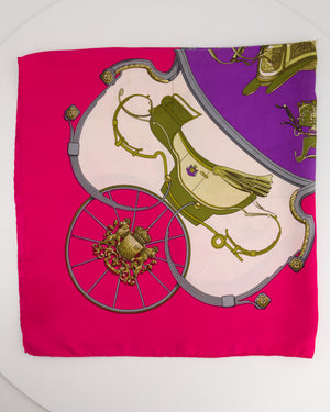 Hermès Pink and Purple 'Spring' Printed 90x90 Silk Scarf