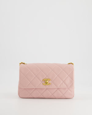 Chanel Baby Pink Mini Flap Bag with Pastel Embellished Chain Detail in Lambskin Leather and Gold Hardware