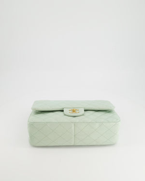 *HOT* Chanel Pastel Light Green Jumbo Classic Double Flap Bag in Lambskin Leather with Brushed Gold Hardware RRP - £9,940