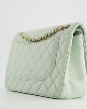 *HOT* Chanel Pastel Light Green Jumbo Classic Double Flap Bag in Lambskin Leather with Brushed Gold Hardware RRP - £9,940