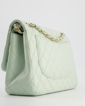 *HOT* Chanel Pastel Light Green Jumbo Classic Double Flap Bag in Lambskin Leather with Brushed Gold Hardware RRP - £9,940