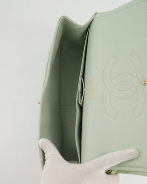 *HOT* Chanel Pastel Light Green Jumbo Classic Double Flap Bag in Lambskin Leather with Brushed Gold Hardware RRP - £9,940