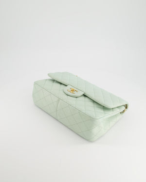 *HOT* Chanel Pastel Light Green Jumbo Classic Double Flap Bag in Lambskin Leather with Brushed Gold Hardware RRP - £9,940