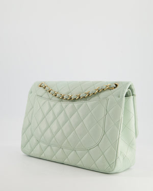 *HOT* Chanel Pastel Light Green Jumbo Classic Double Flap Bag in Lambskin Leather with Brushed Gold Hardware RRP - £9,940