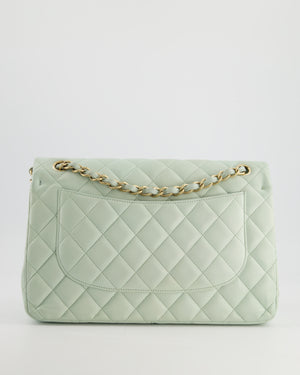 *HOT* Chanel Pastel Light Green Jumbo Classic Double Flap Bag in Lambskin Leather with Brushed Gold Hardware RRP - £9,940