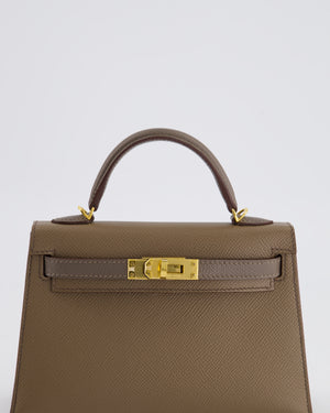 *RARE* HSS Hermès Mini Kelly II 20cm in Etoupe and Etain Epsom Leather with Gold Hardware